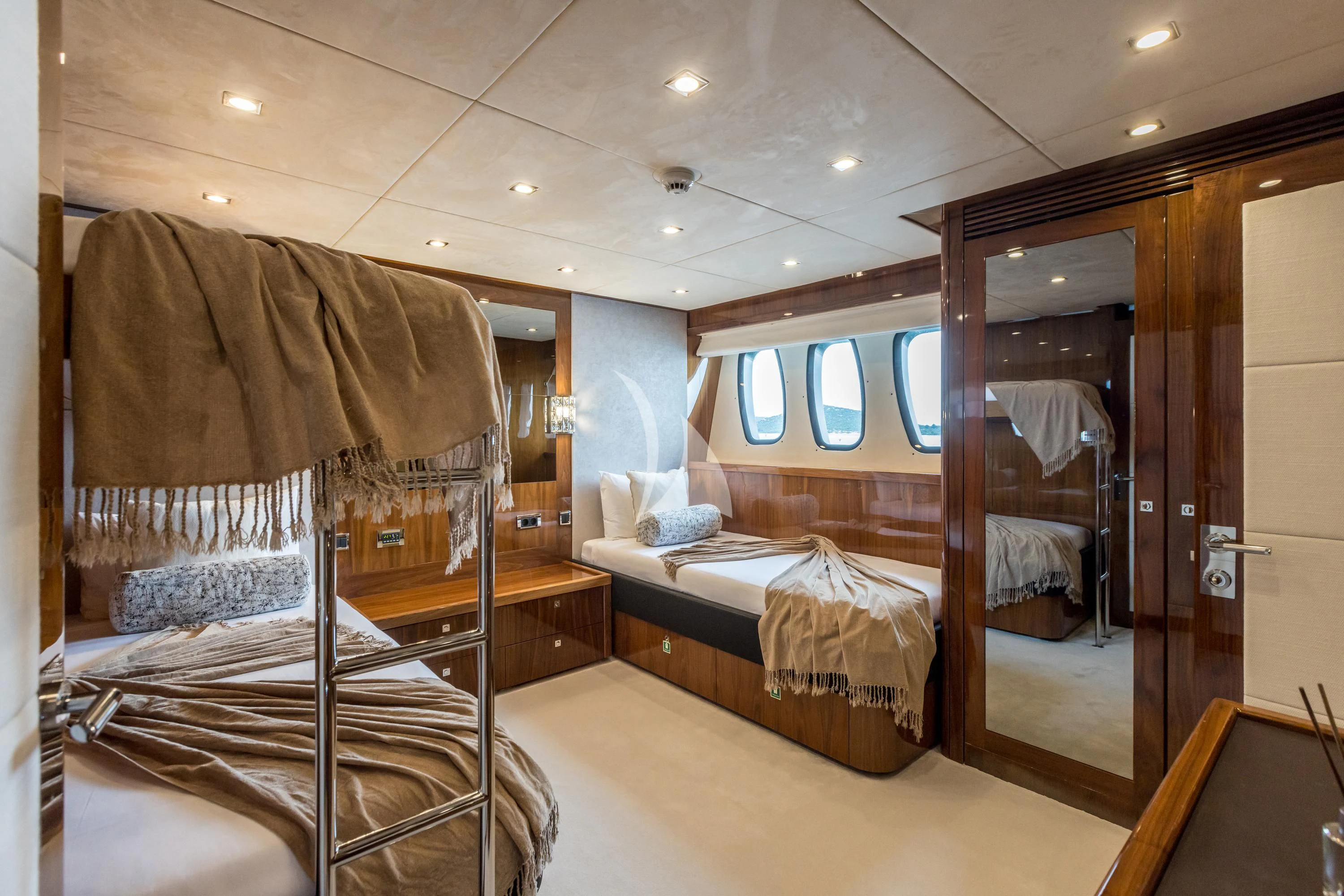 a room with bunk beds aboard KATARIINA I Yacht for Sale