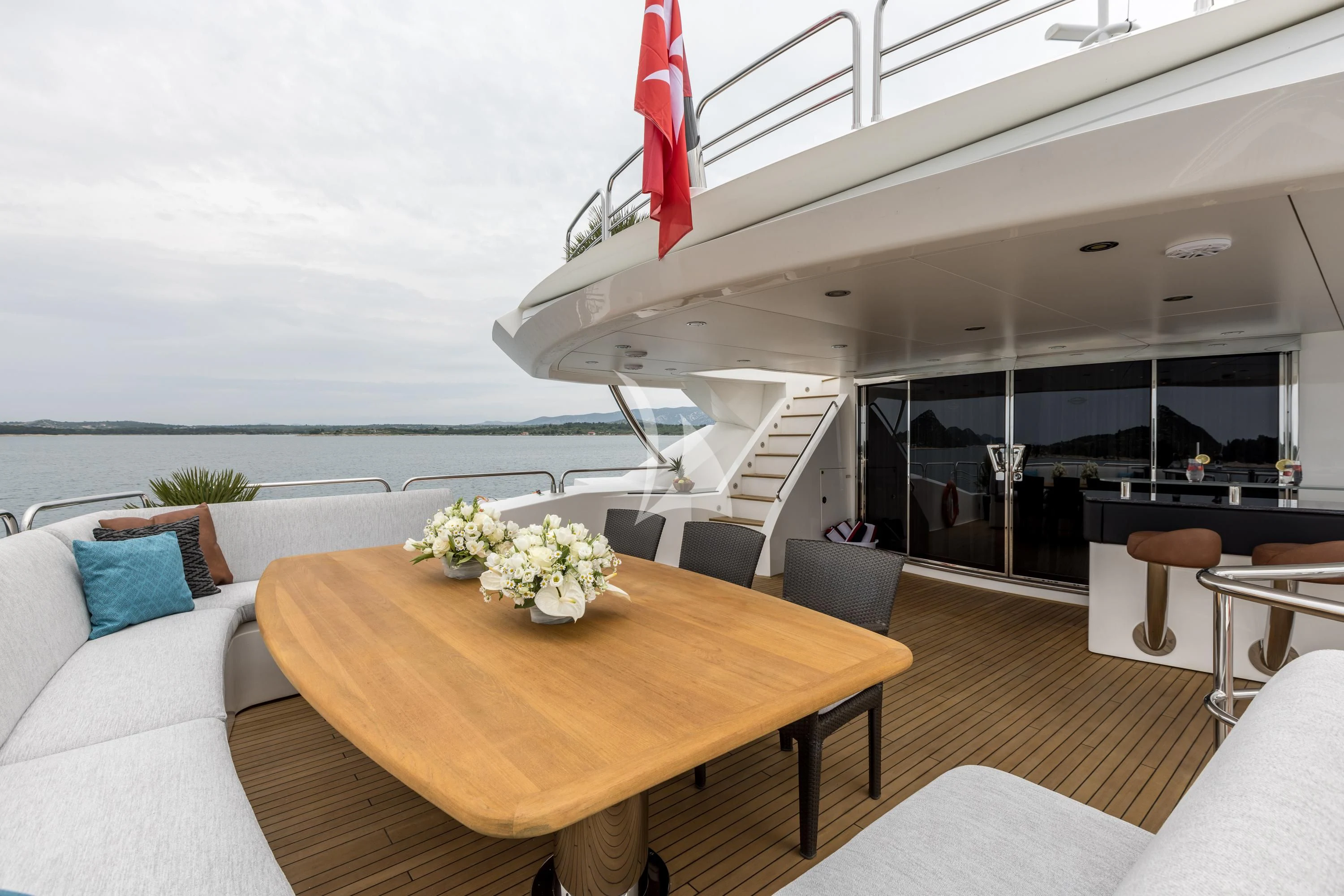 a room with a table and chairs aboard KATARIINA I Yacht for Sale