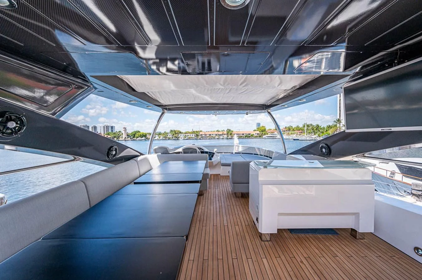 inside of a car aboard MOZZ II Yacht for Sale