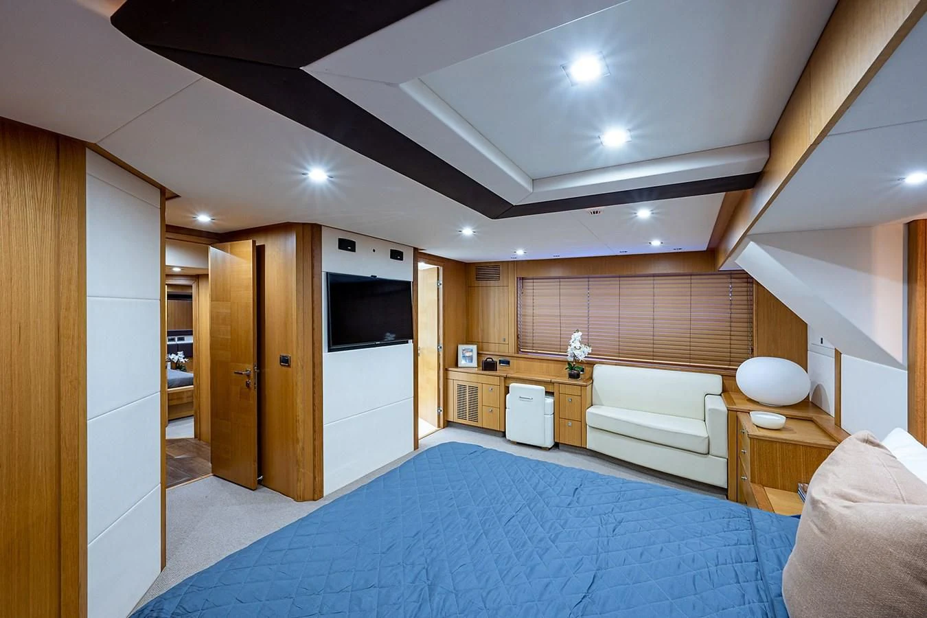 a large modern looking room aboard MOZZ II Yacht for Sale