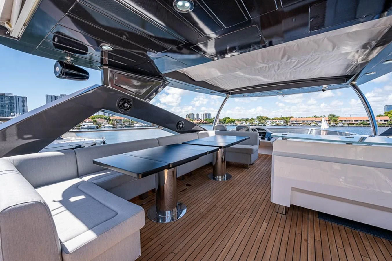 a large pool table in a room aboard MOZZ II Yacht for Sale