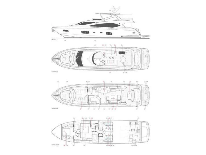 diagram, engineering drawing aboard MOZZ II Yacht for Sale