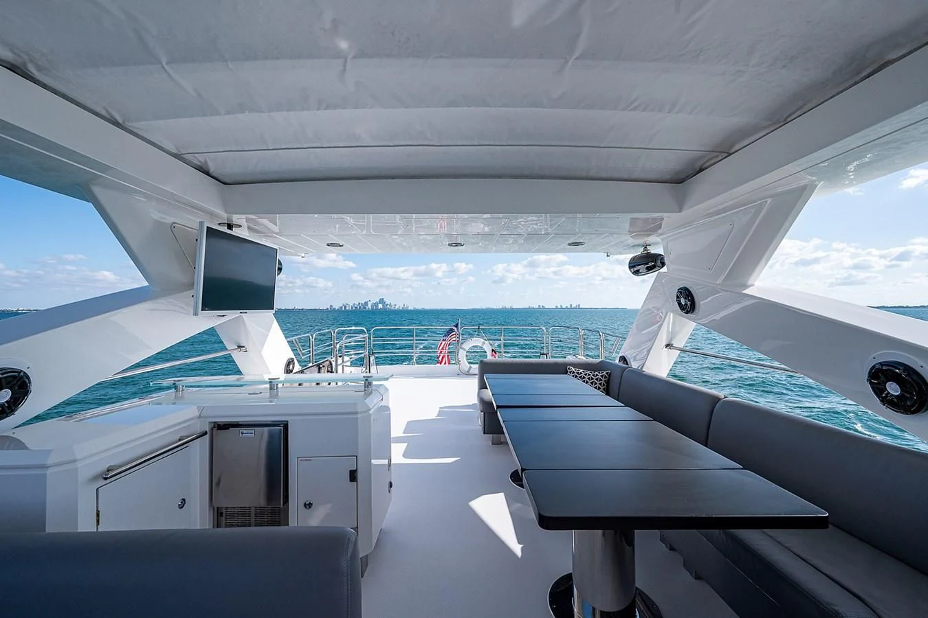 inside of a white airplane aboard MOZZ II Yacht for Sale