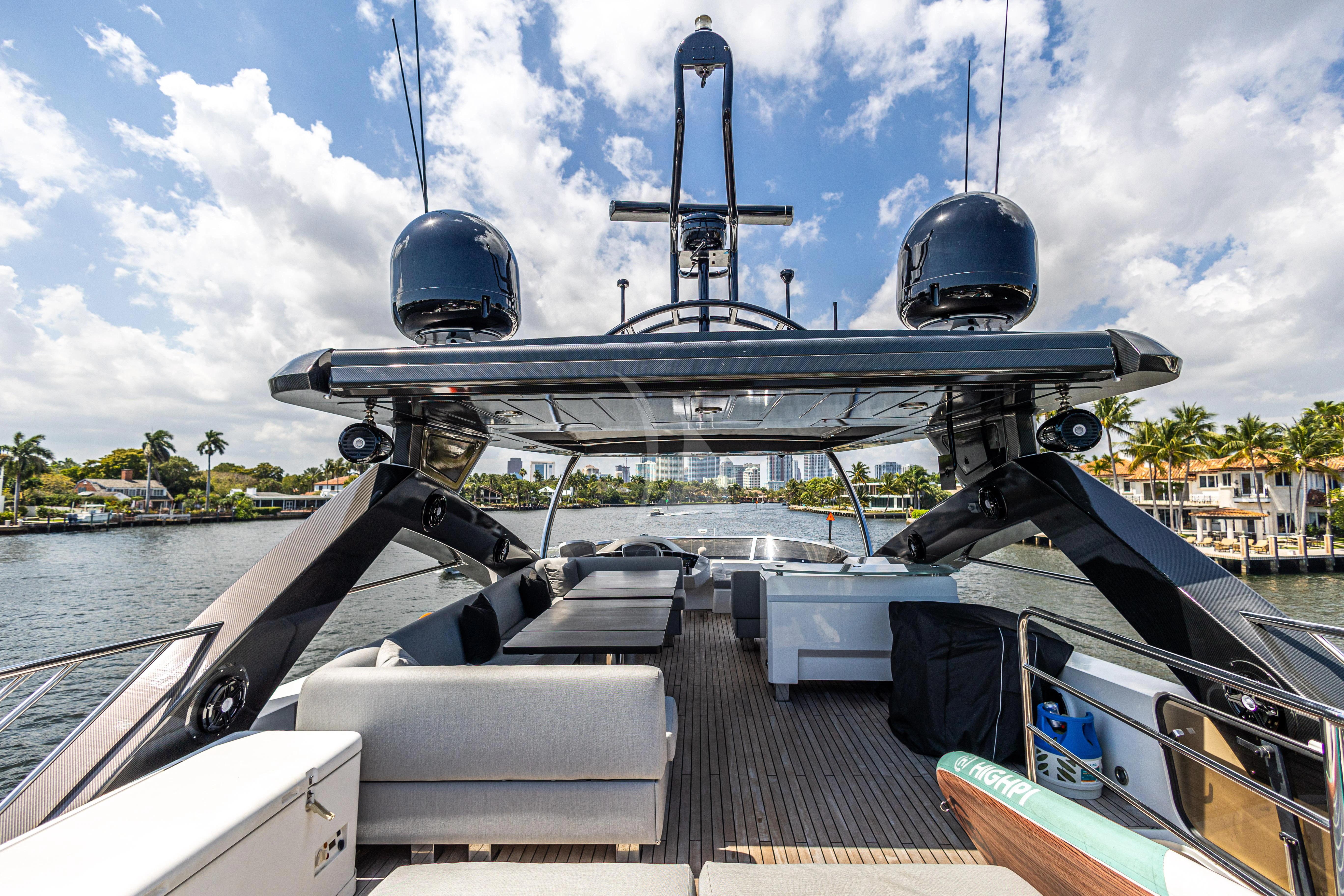 a boat with a helmet on the front aboard MOZZ II Yacht for Sale