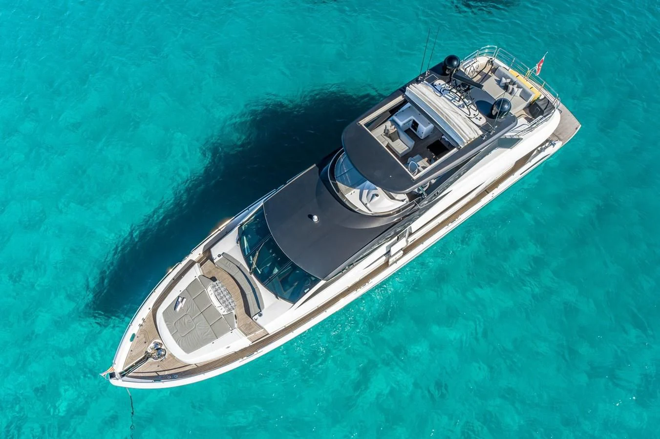 a high angle view of a boat aboard MOZZ II Yacht for Sale