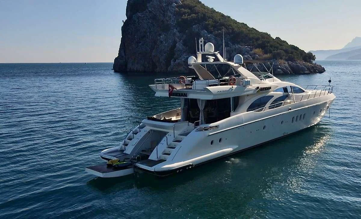 a boat in the water aboard OBSIDIAN Yacht for Sale
