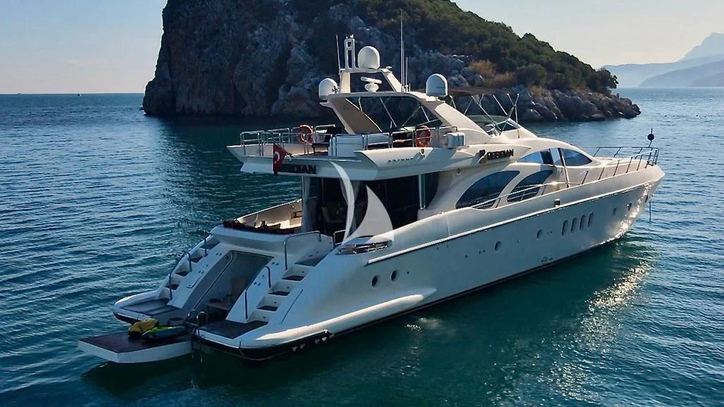 a boat on the water aboard OBSIDIAN Yacht for Sale