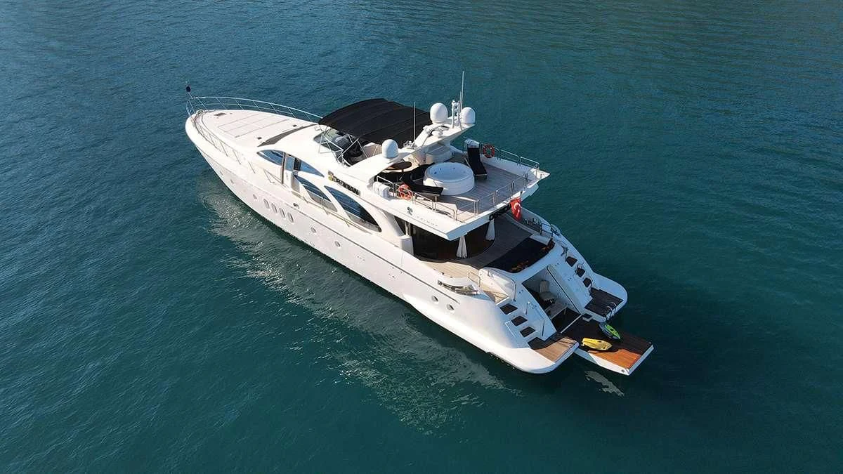a boat on the water aboard OBSIDIAN Yacht for Sale