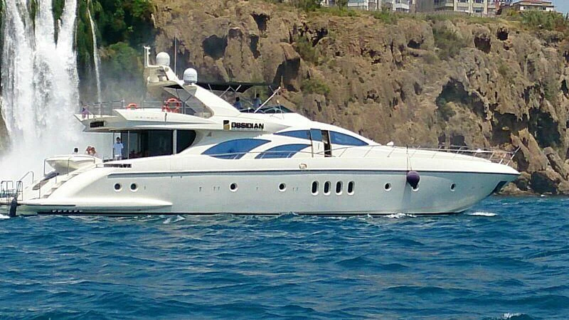 a boat on the water aboard OBSIDIAN Yacht for Sale