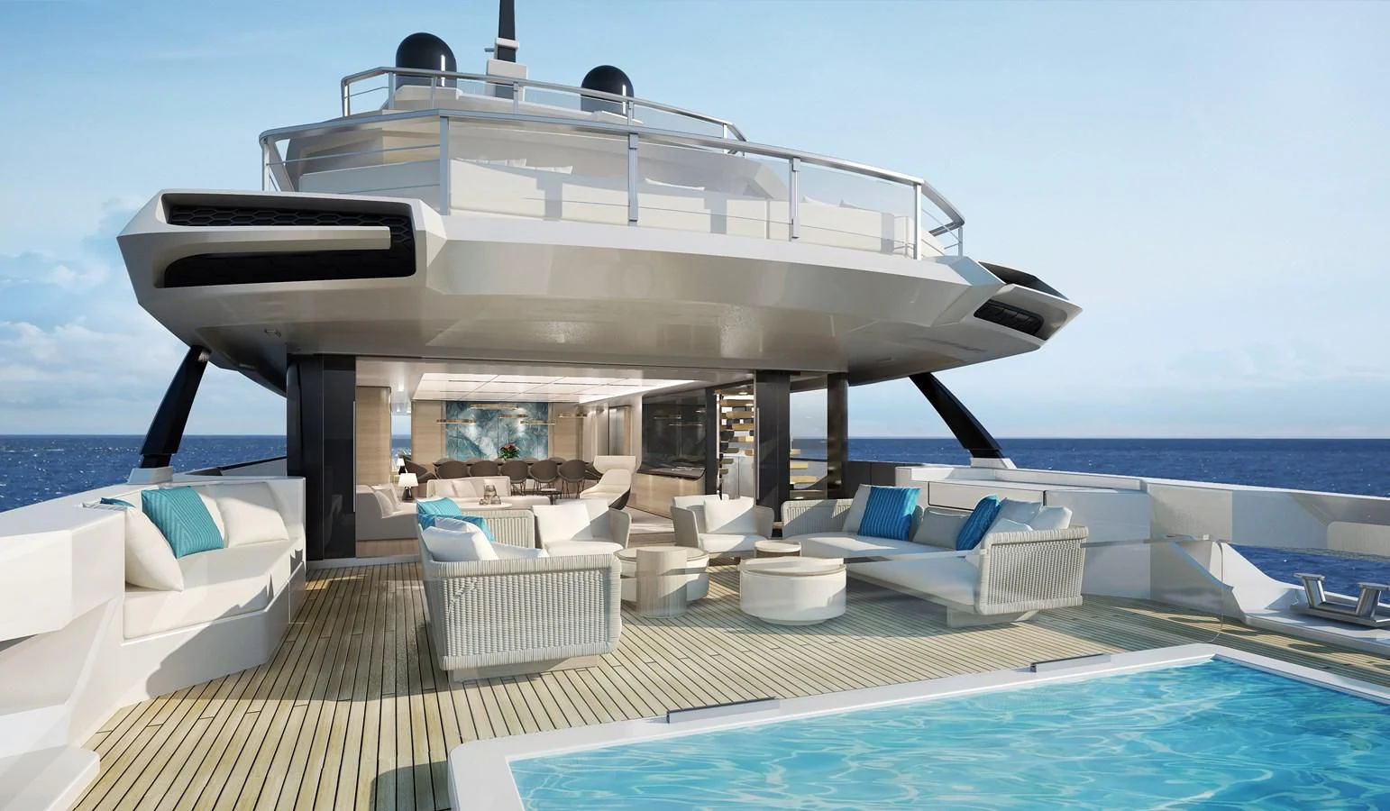 a large white yacht on a body of water aboard ASTERA Yacht for Sale