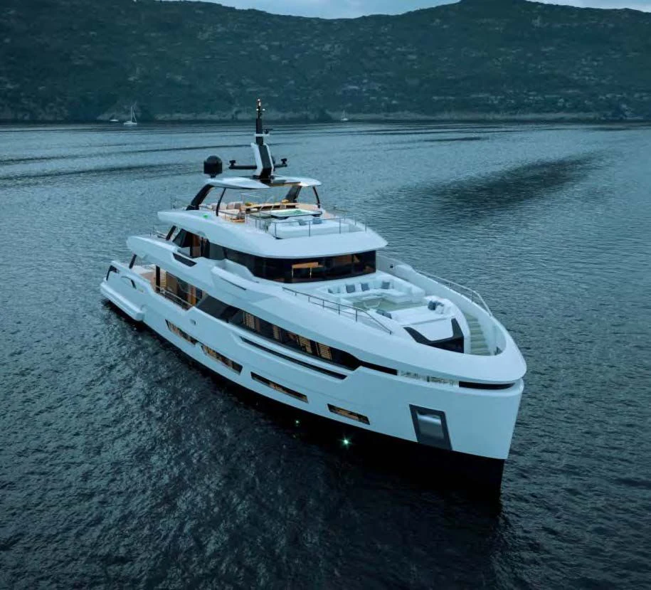 a white yacht in the water aboard ASTERA Yacht for Sale