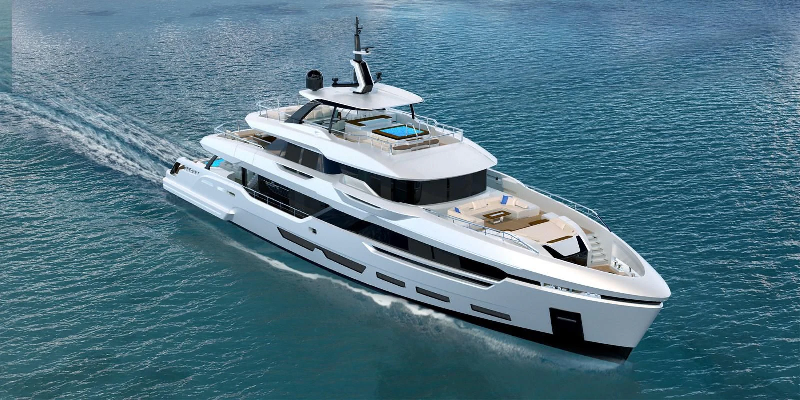 a white boat on the water aboard ASTERA Yacht for Sale