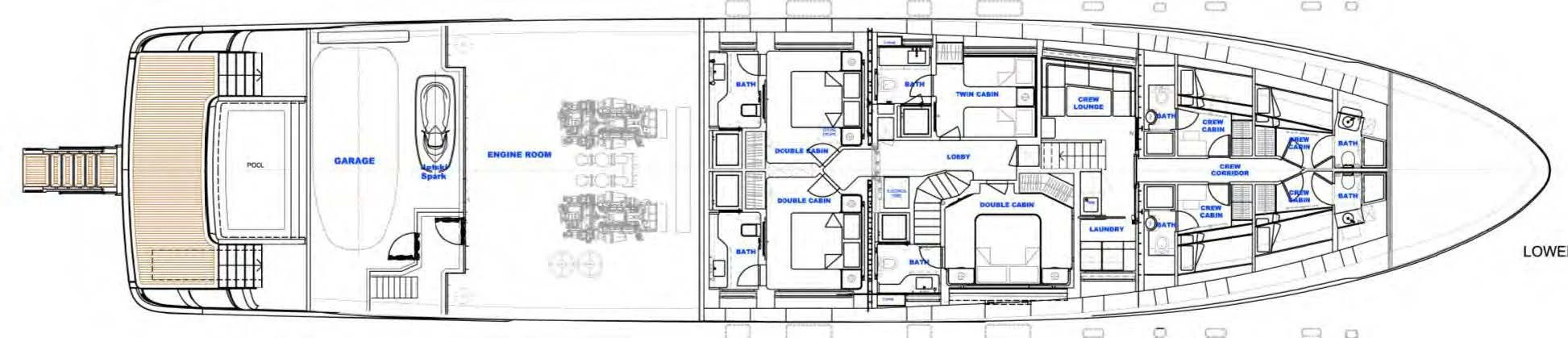diagram, engineering drawing aboard ASTERA Yacht for Sale