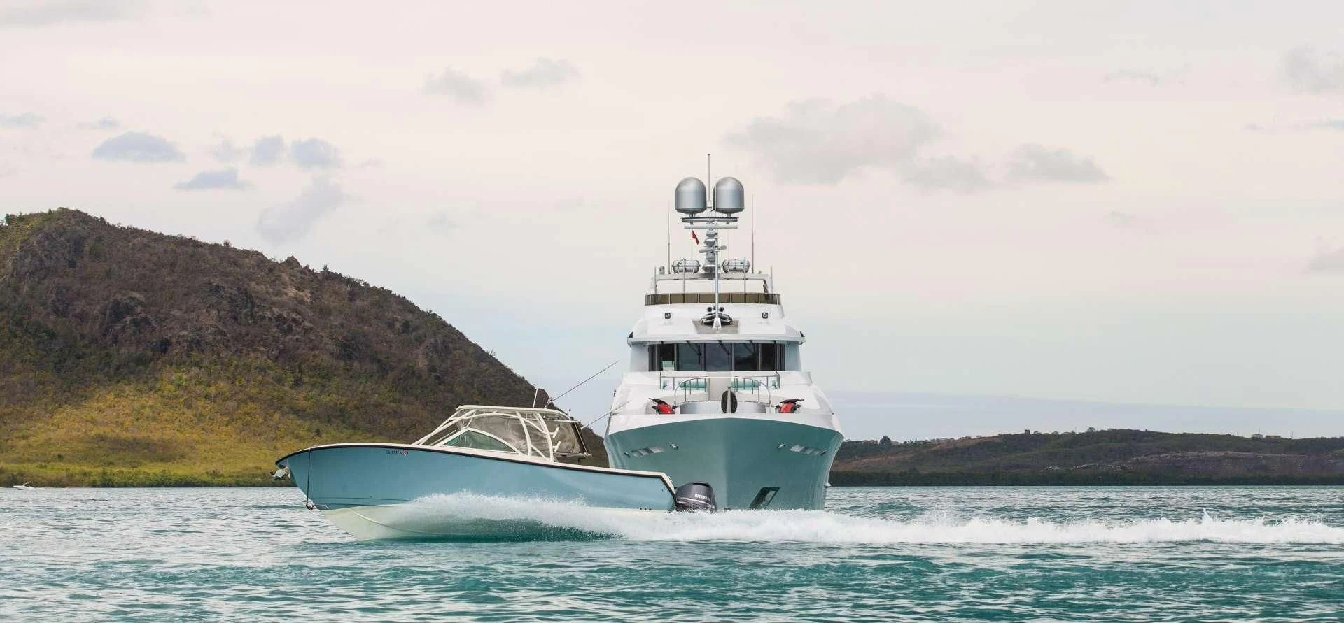 a boat in the water aboard JUST ENOUGH Yacht for Charter