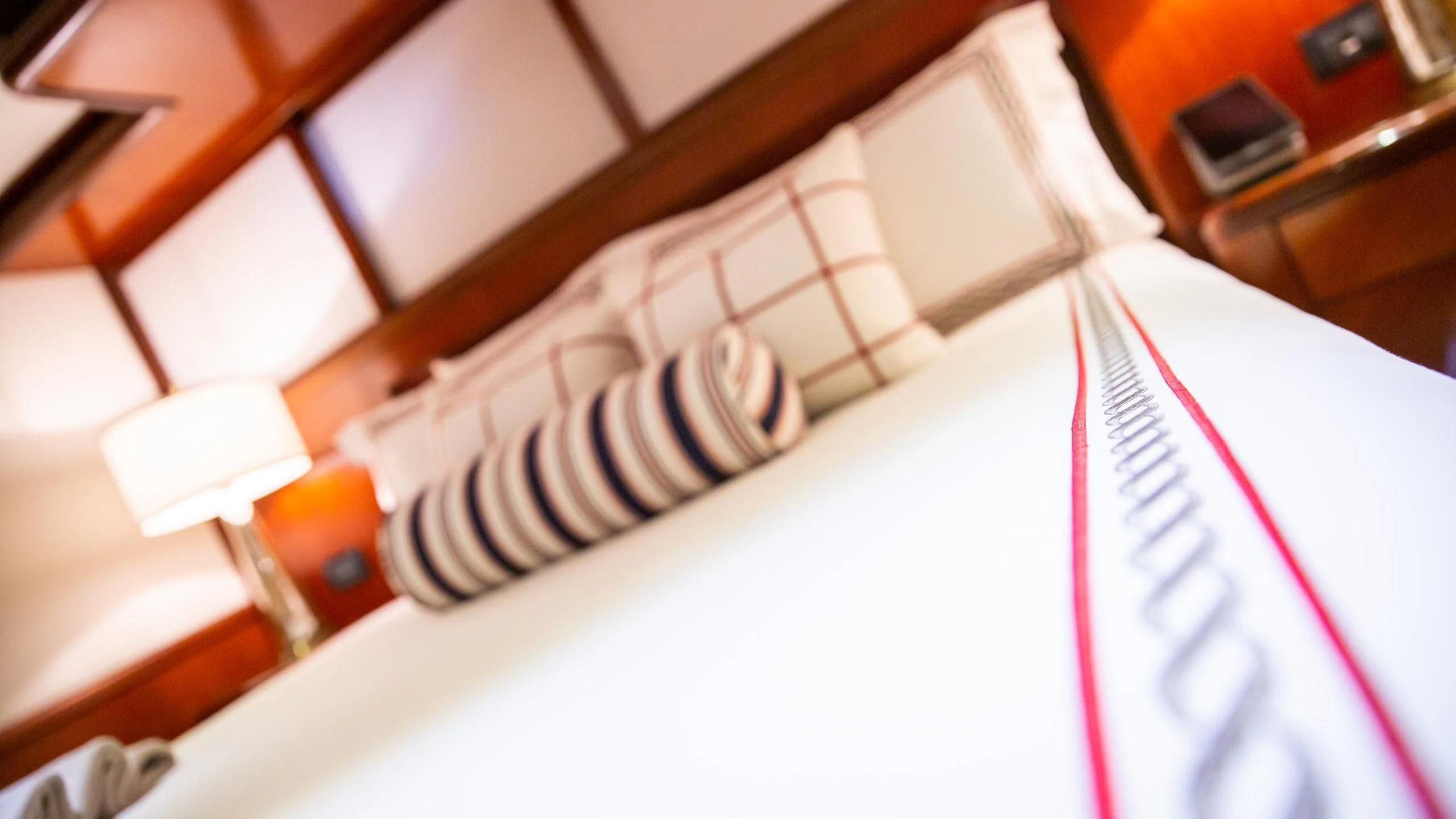 a close-up of a tie aboard JUST ENOUGH Yacht for Charter