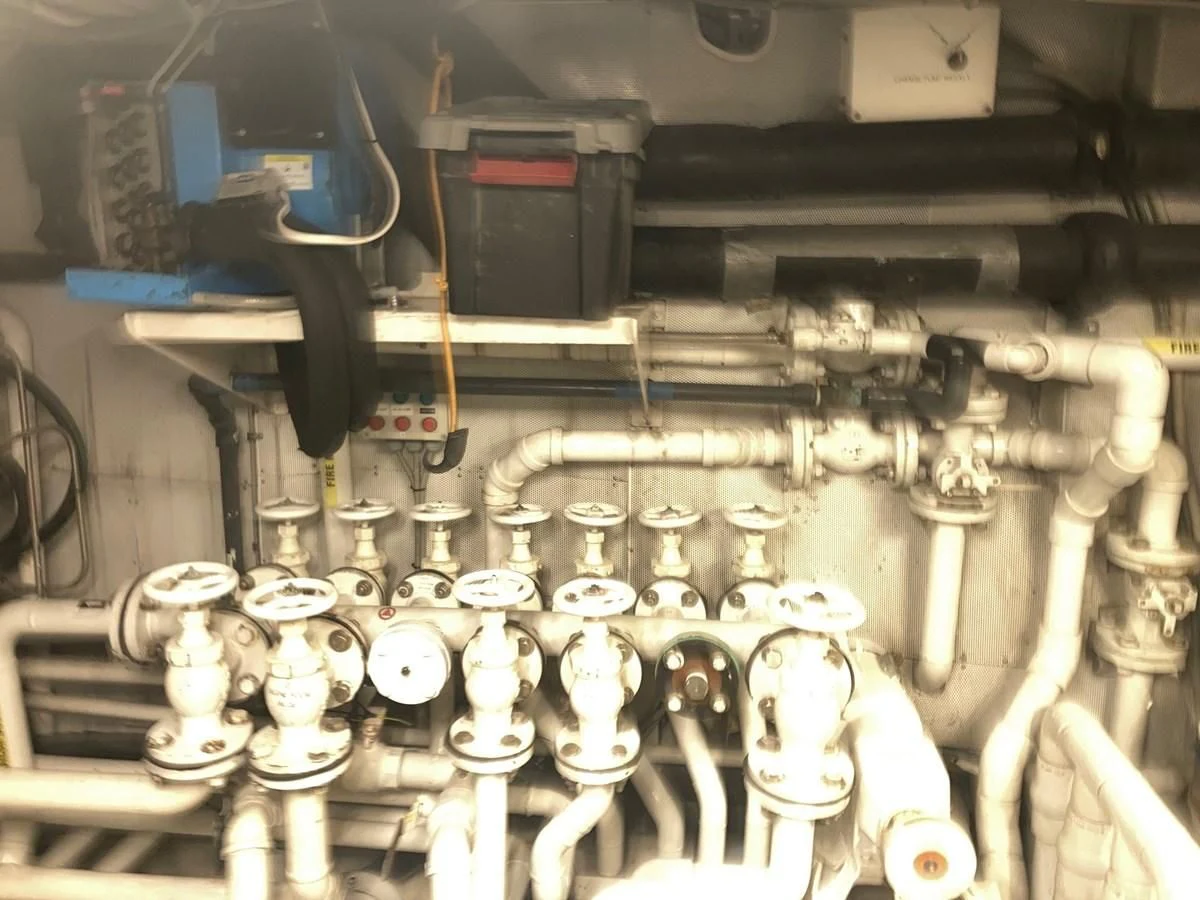 a machine with many parts aboard JUST ENOUGH Yacht for Charter