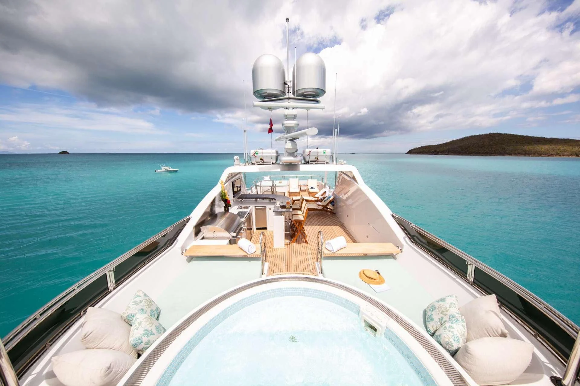 a boat on the water aboard JUST ENOUGH Yacht for Charter