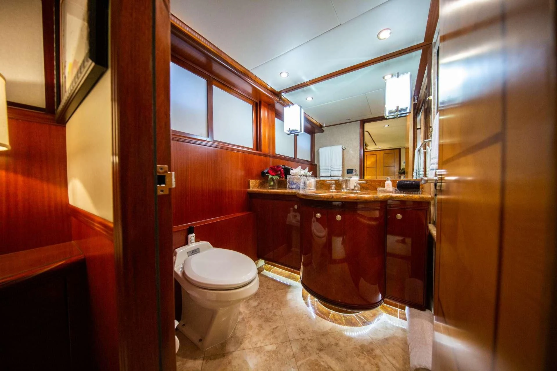 a bathroom with a sink and toilet aboard JUST ENOUGH Yacht for Charter