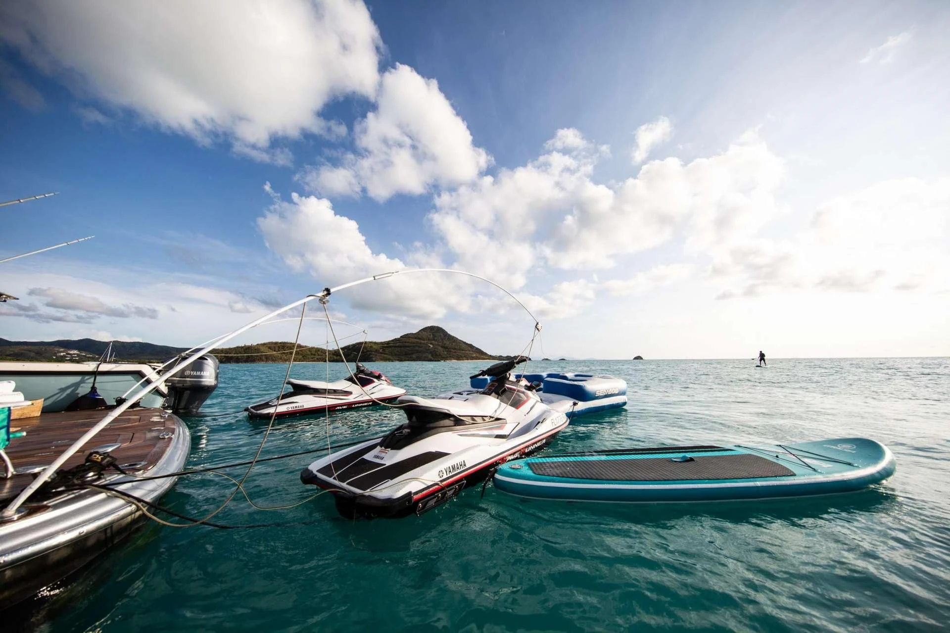 boats in the water aboard JUST ENOUGH Yacht for Charter