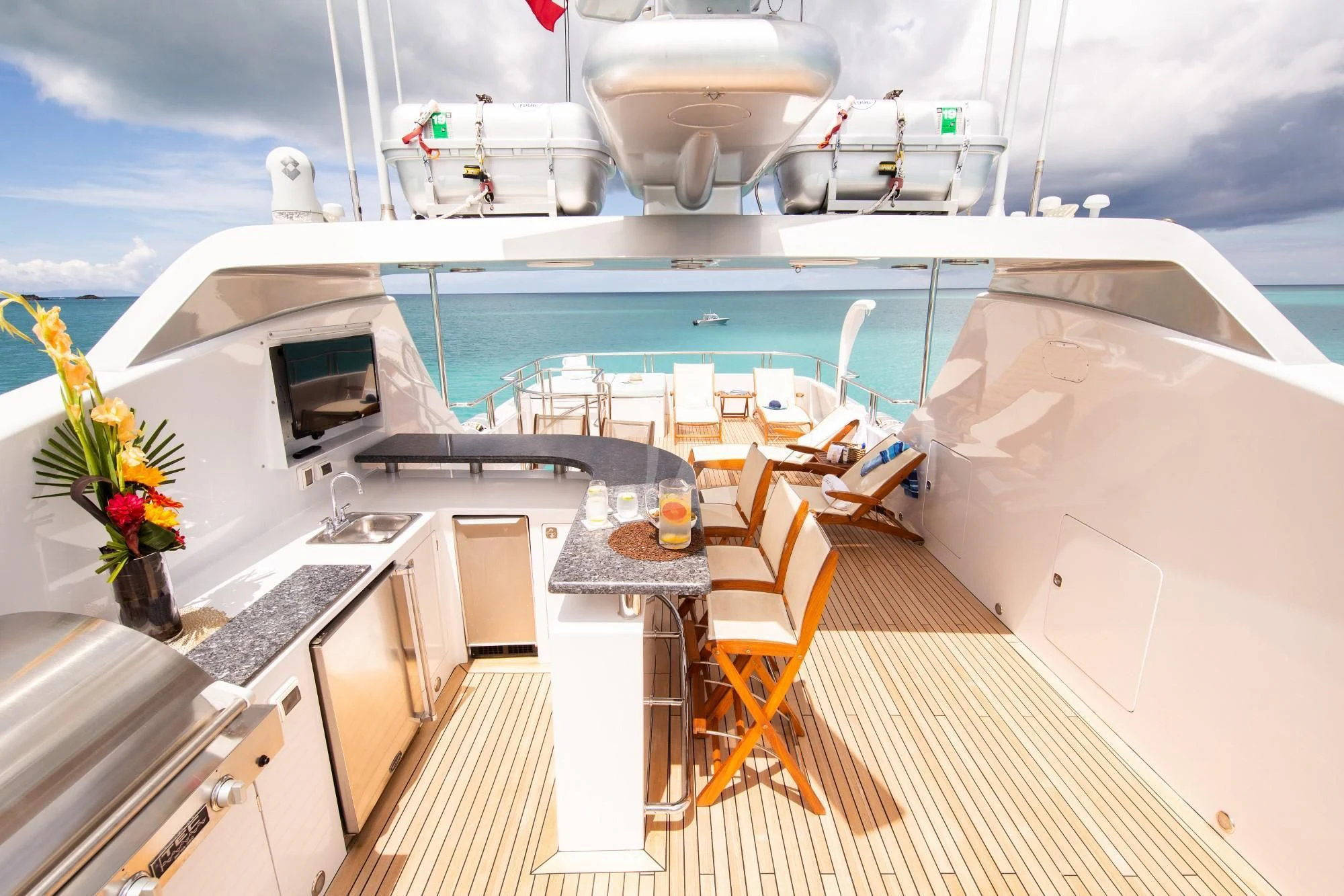 a boat on the water aboard JUST ENOUGH Yacht for Charter
