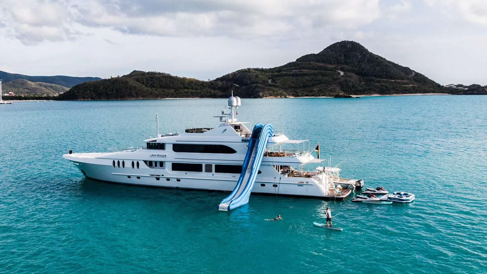 a boat on the water aboard JUST ENOUGH Yacht for Charter