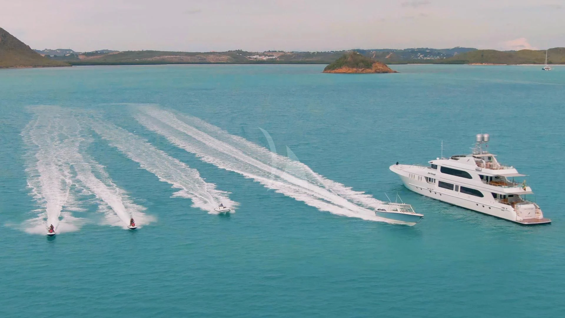 a boat on the water aboard JUST ENOUGH Yacht for Charter