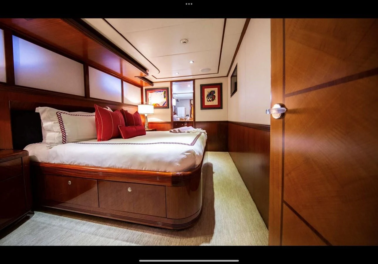 a bed in a room aboard JUST ENOUGH Yacht for Charter