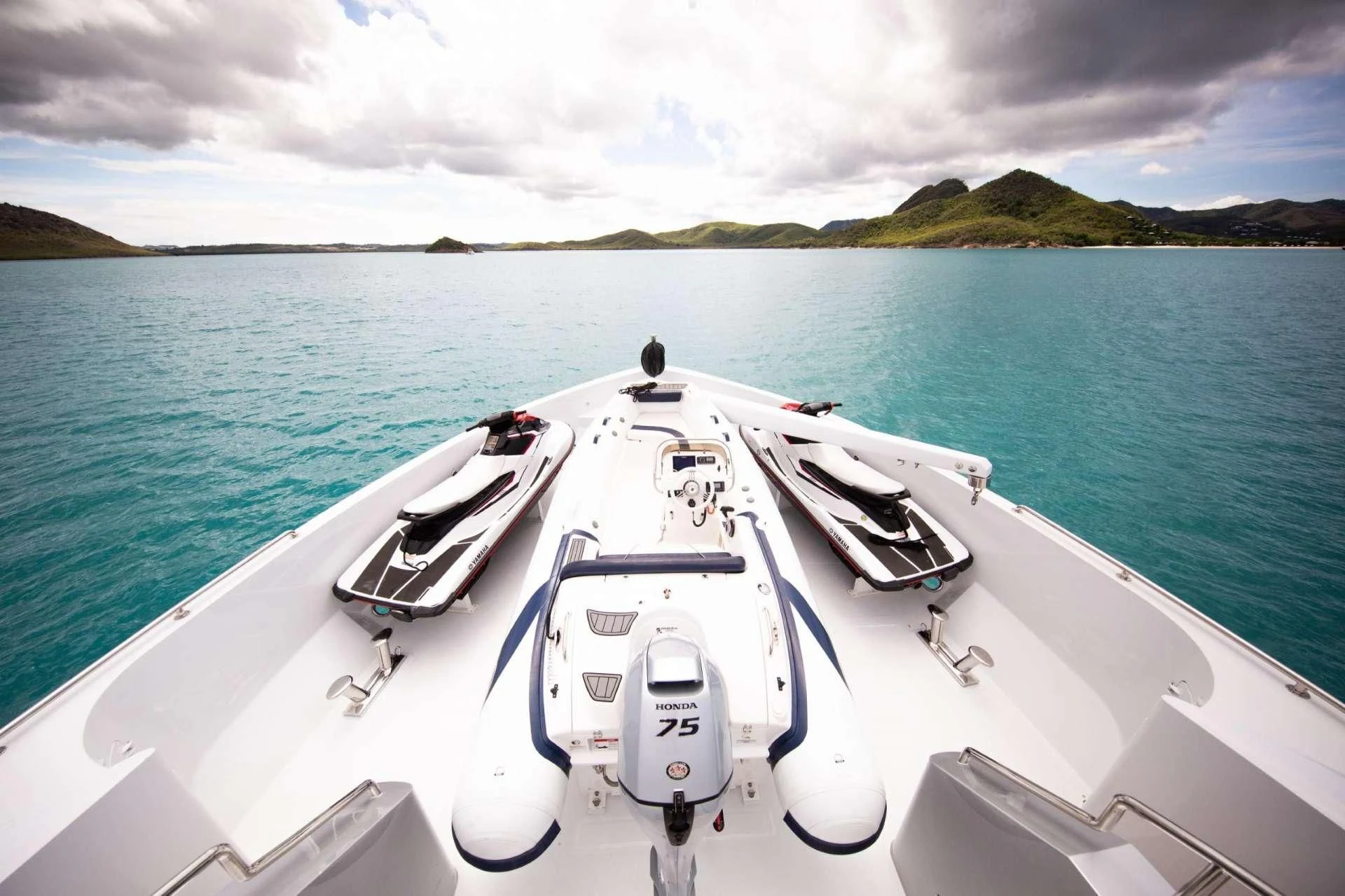 a boat on the water aboard JUST ENOUGH Yacht for Charter