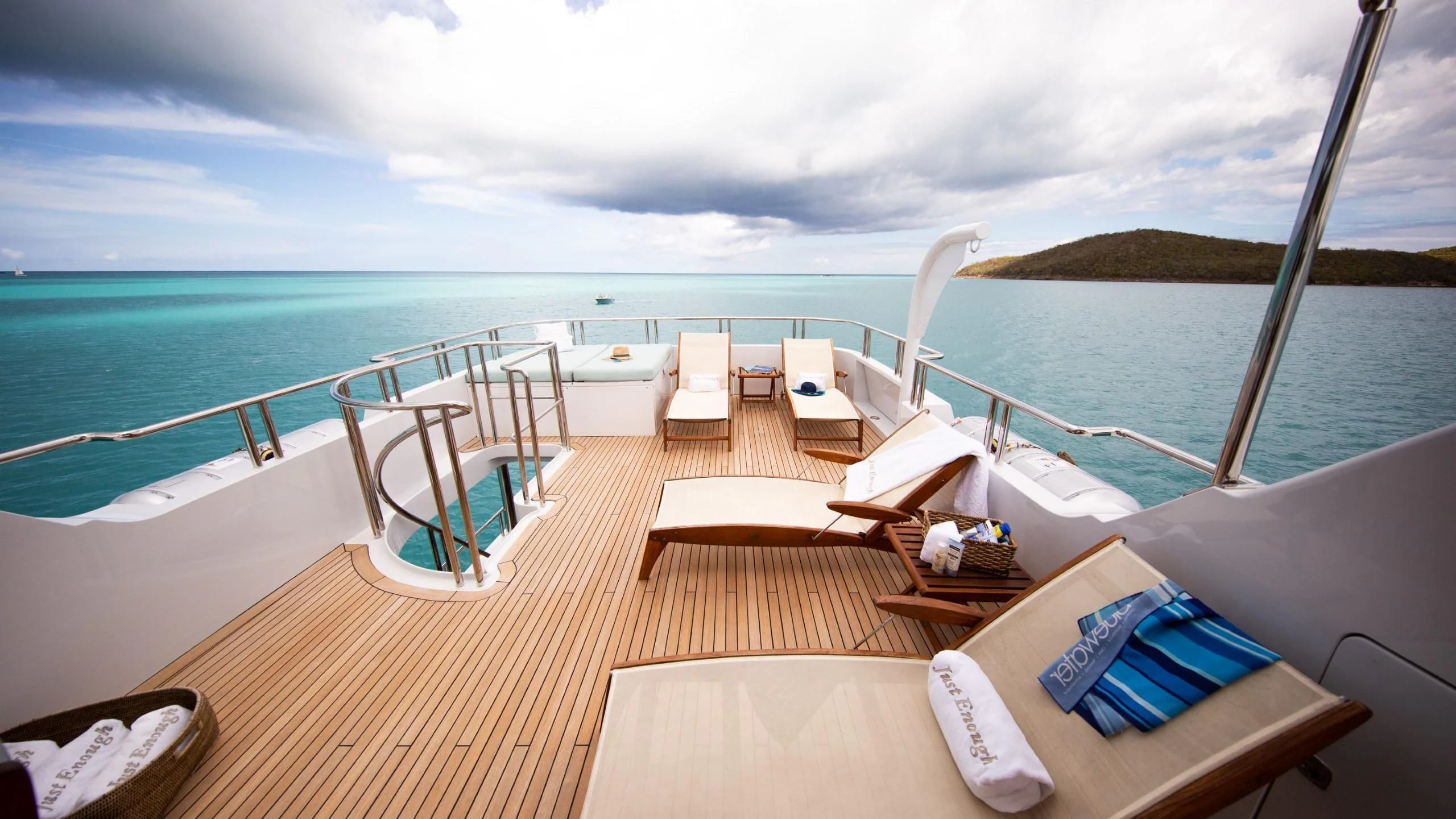 a lounge chair on a boat aboard JUST ENOUGH Yacht for Charter