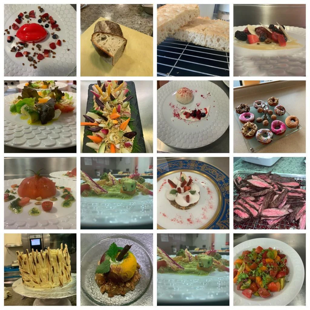 a series of photos of different types of food aboard JUST ENOUGH Yacht for Charter