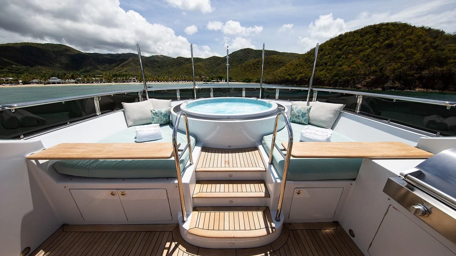 a boat on a deck aboard JUST ENOUGH Yacht for Charter