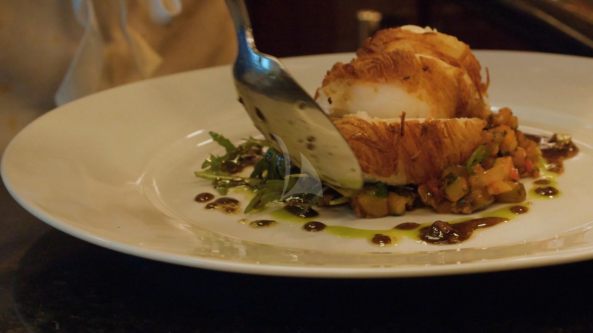 a plate of food aboard JUST ENOUGH Yacht for Charter