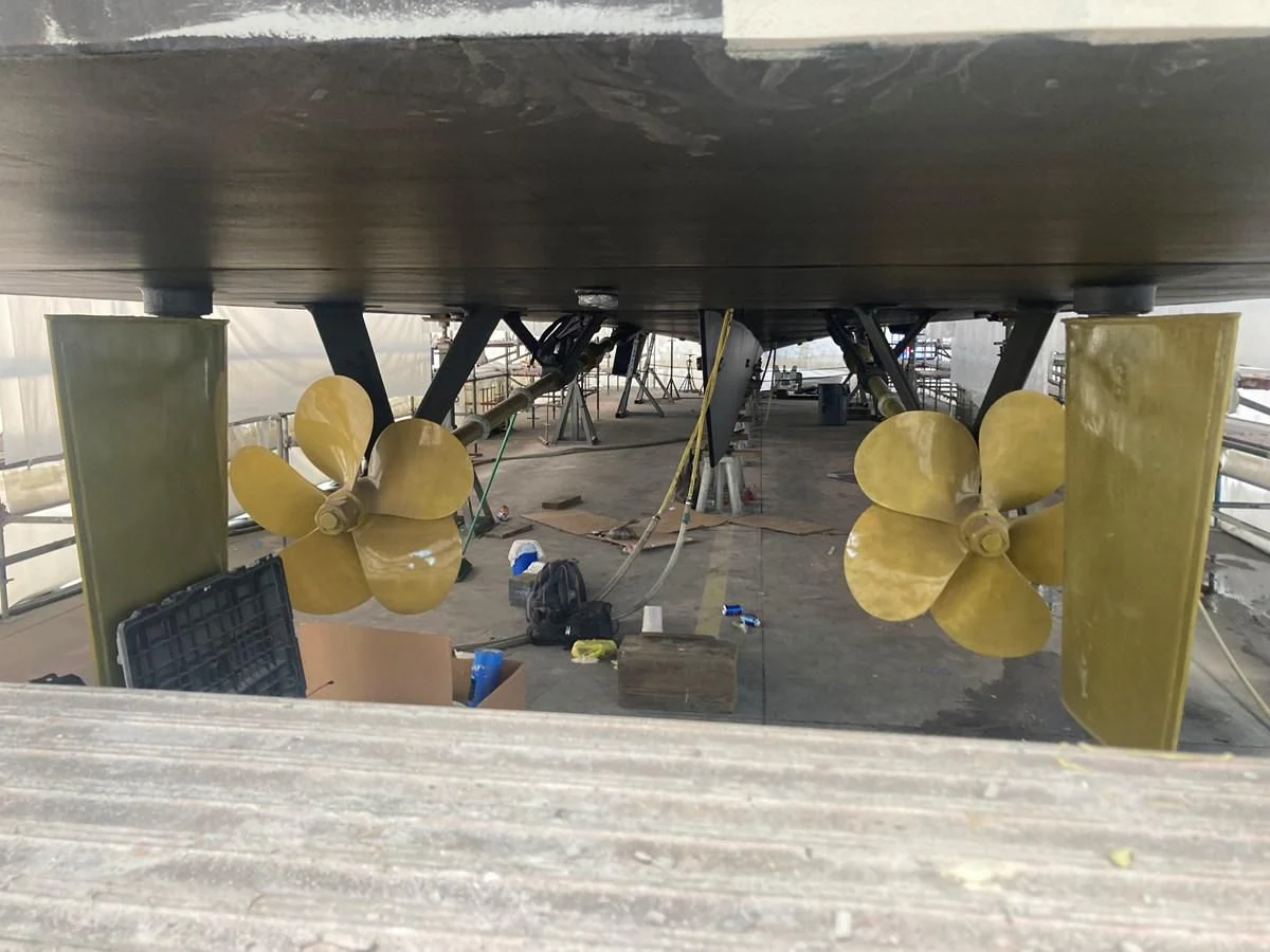a group of yellow objects on a wooden surface aboard JUST ENOUGH Yacht for Charter