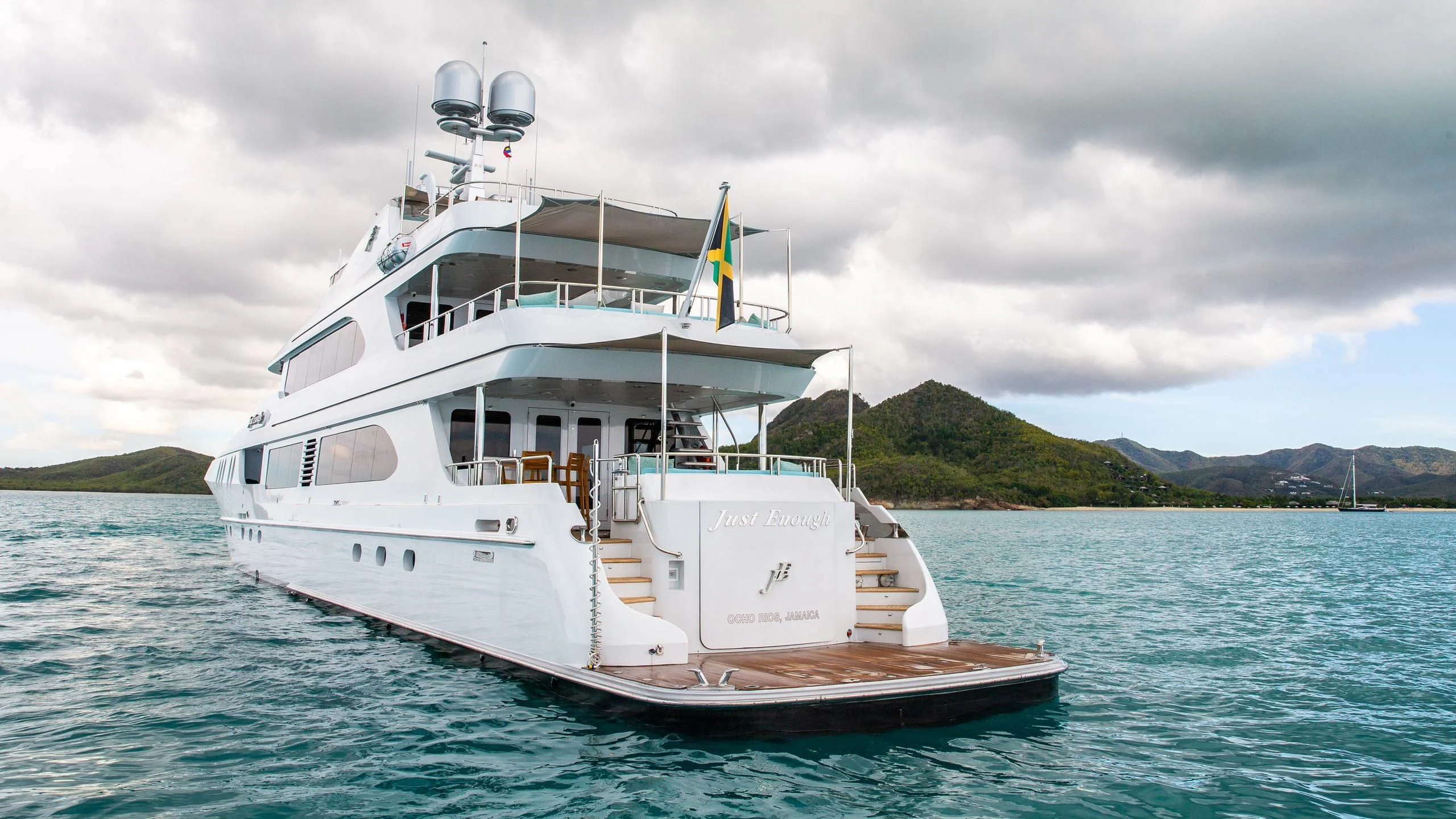 a boat in the water aboard JUST ENOUGH Yacht for Charter