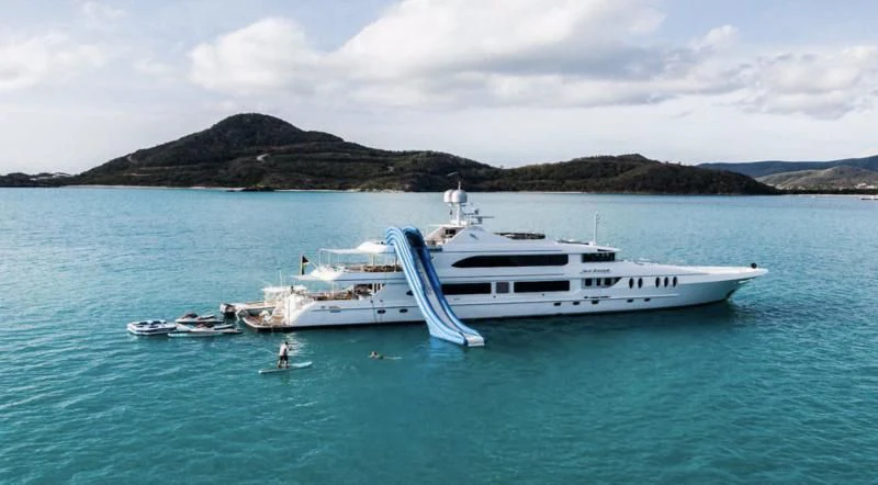a boat in the water aboard JUST ENOUGH Yacht for Charter