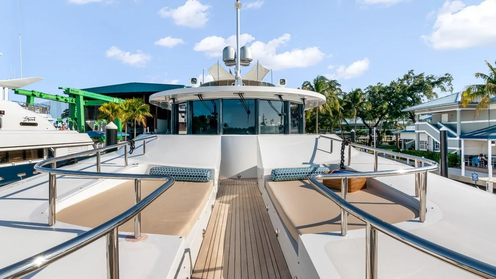 a deck with a pool and a deck aboard JUST ENOUGH Yacht for Charter