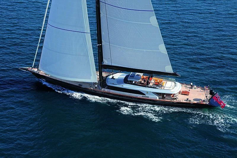 a boat sailing on the sea aboard PERSEUS^3 Yacht for Sale