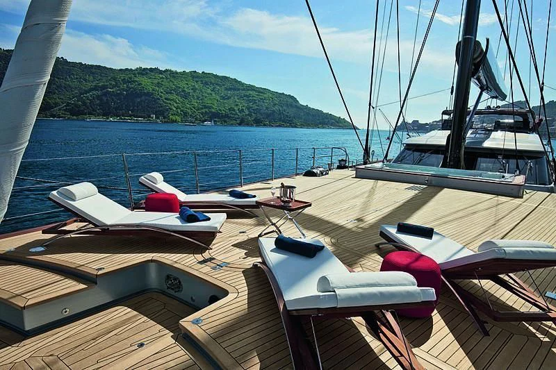 a deck with boats on it aboard PERSEUS^3 Yacht for Sale