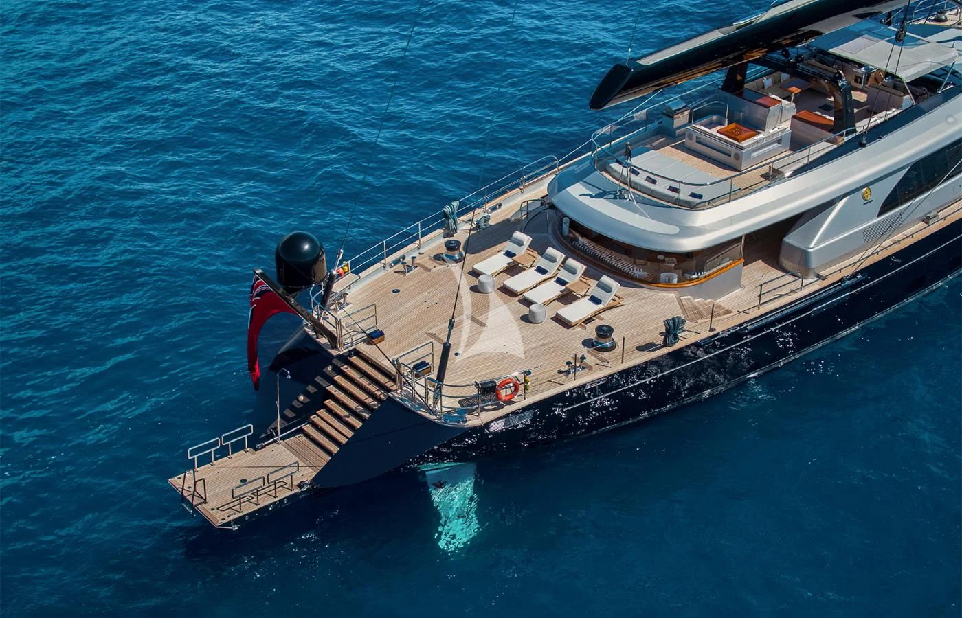 a large ship in the water aboard PERSEUS^3 Yacht for Sale