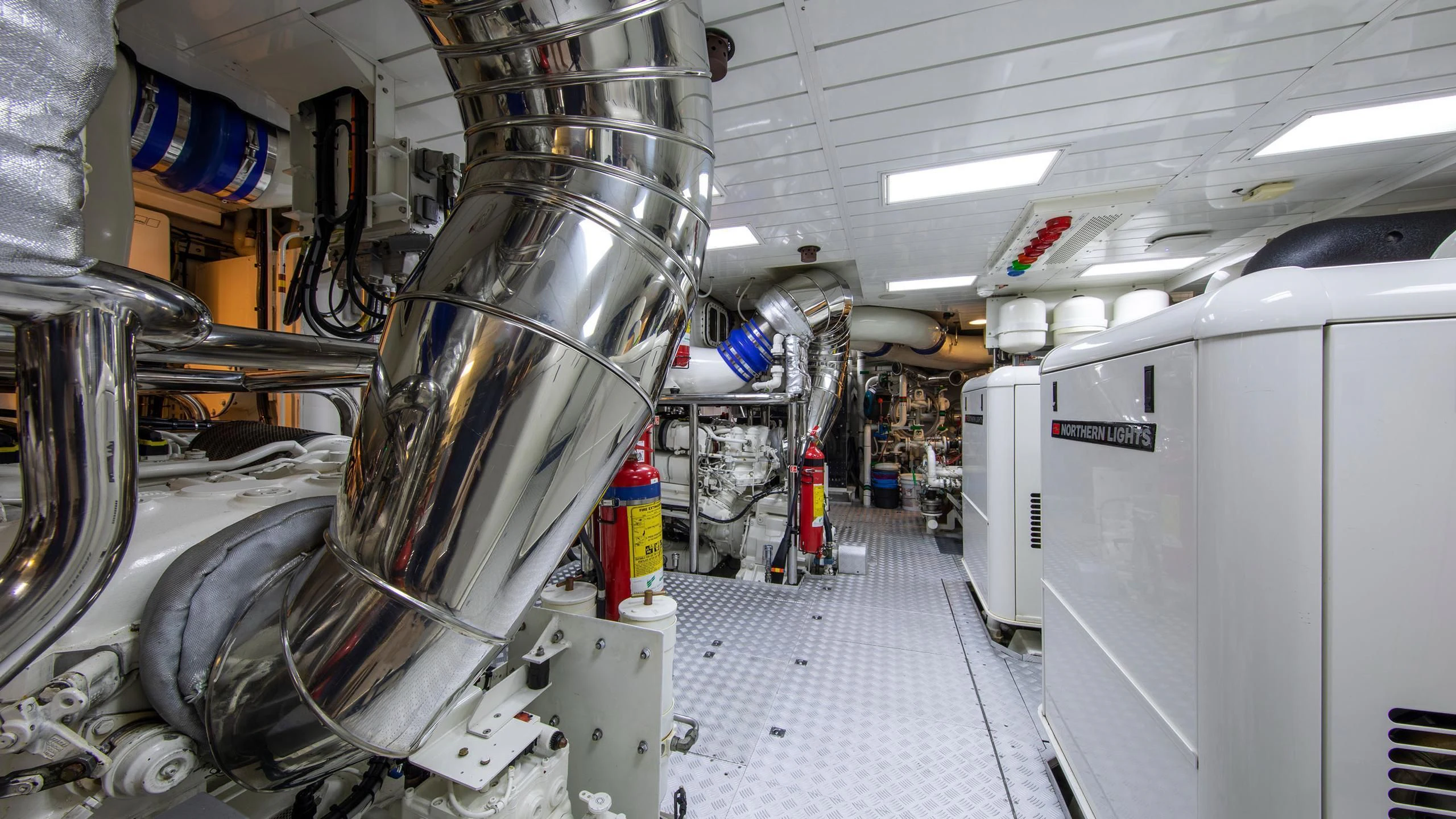 a large machine in a factory aboard PERSEUS^3 Yacht for Sale