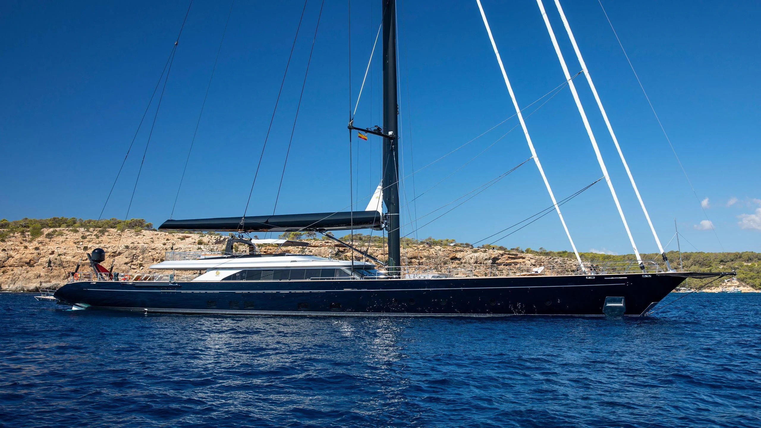 a boat on the water aboard PERSEUS^3 Yacht for Sale