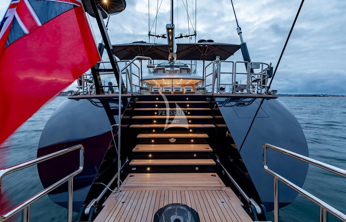 a boat on the water aboard PERSEUS^3 Yacht for Sale