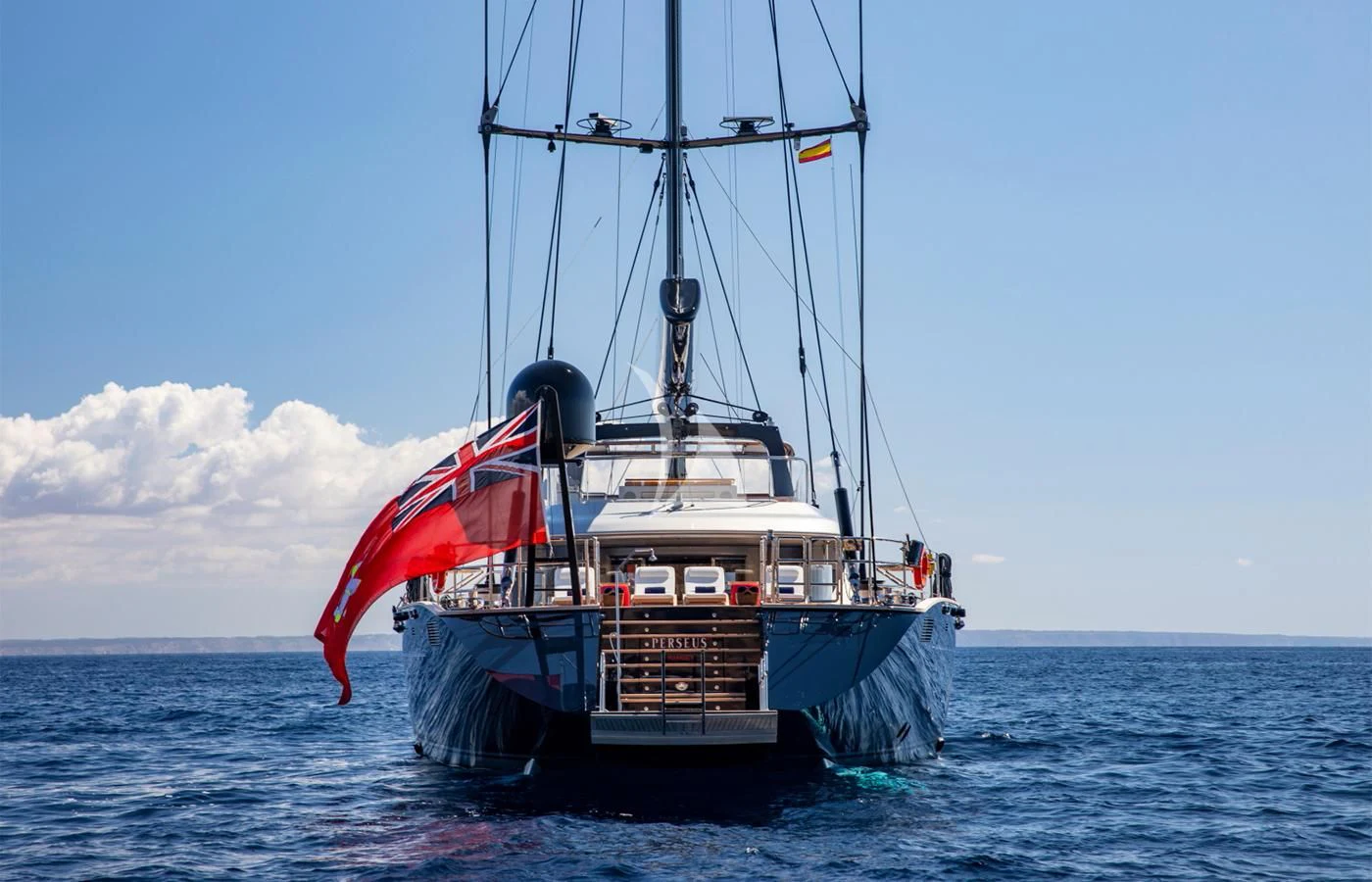 a boat in the water aboard PERSEUS^3 Yacht for Sale