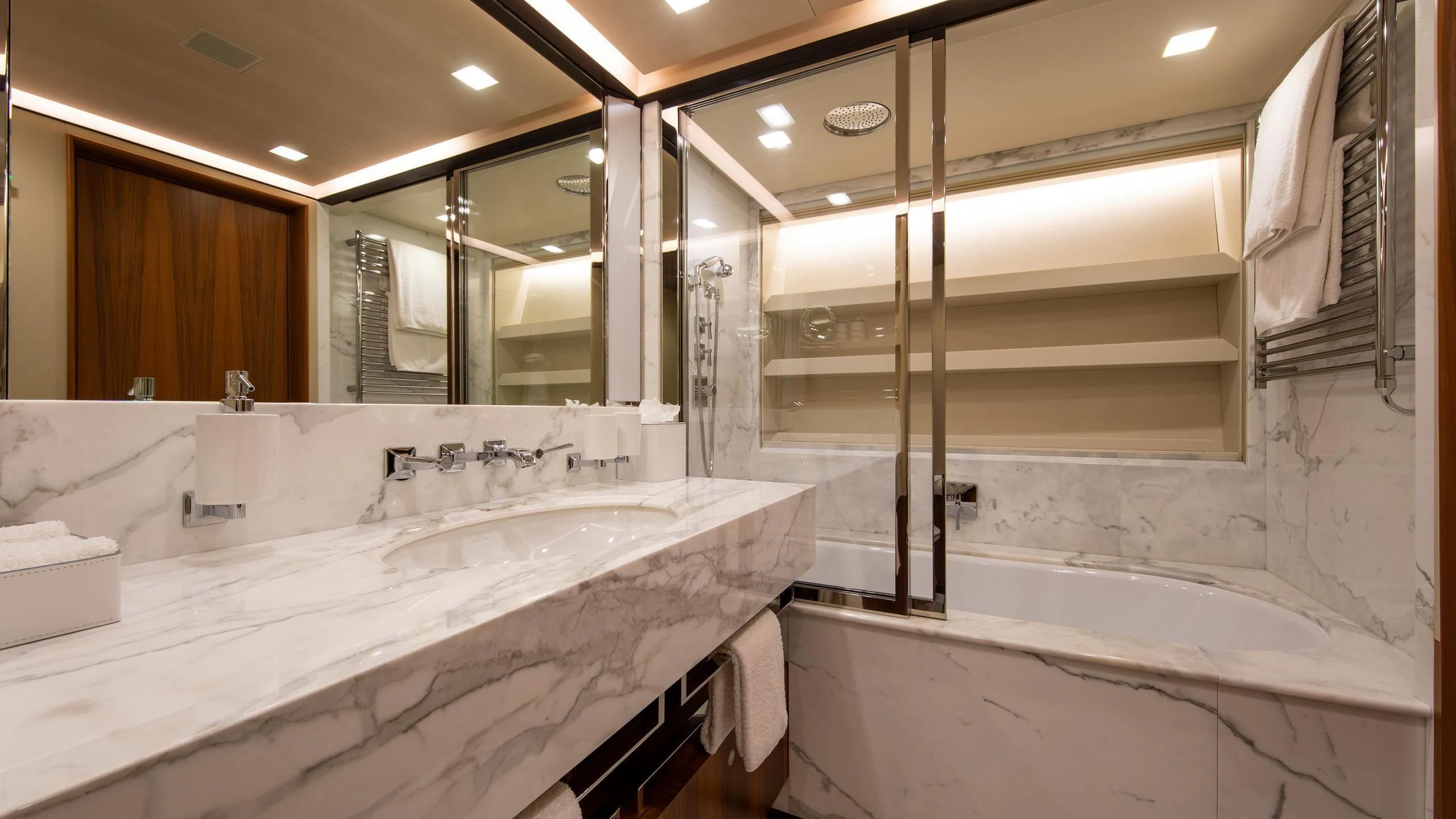 a bathroom with a large tub aboard PERSEUS^3 Yacht for Sale