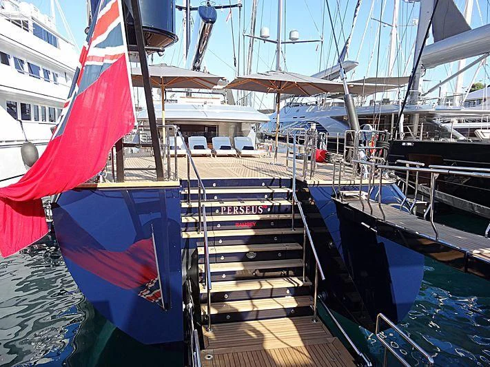 a group of boats docked aboard PERSEUS^3 Yacht for Sale