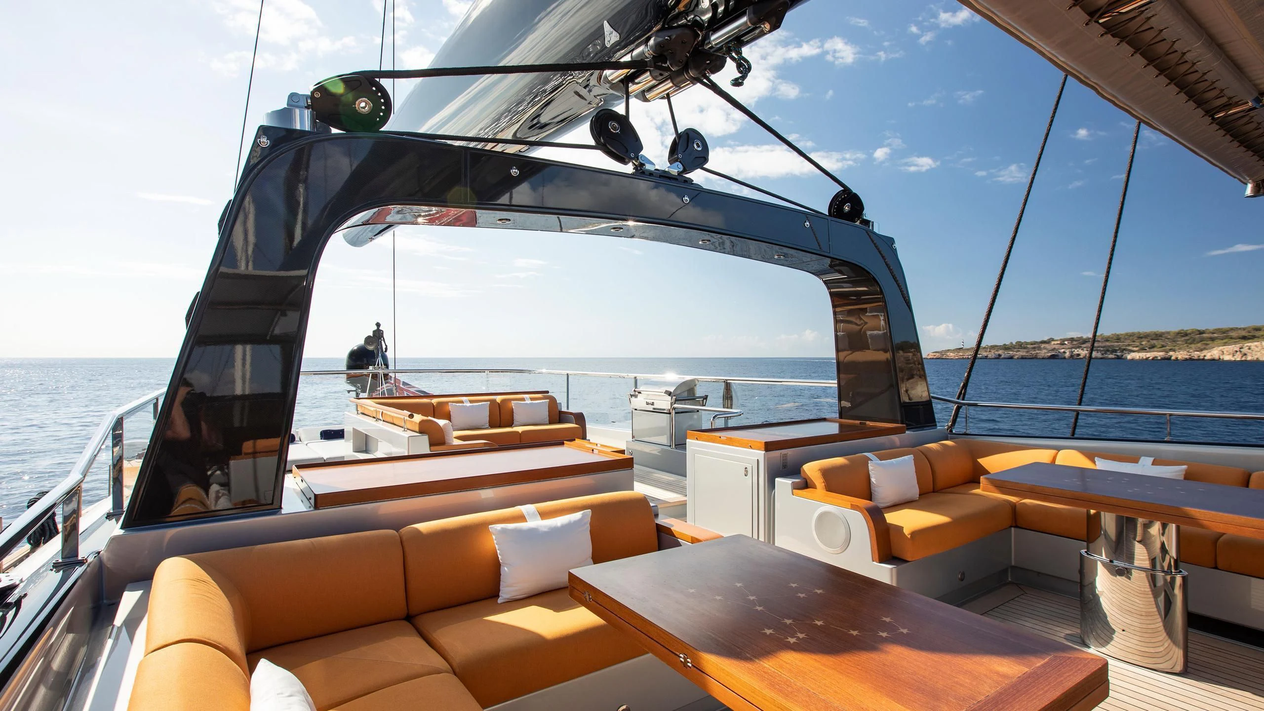 a boat on the water aboard PERSEUS^3 Yacht for Sale