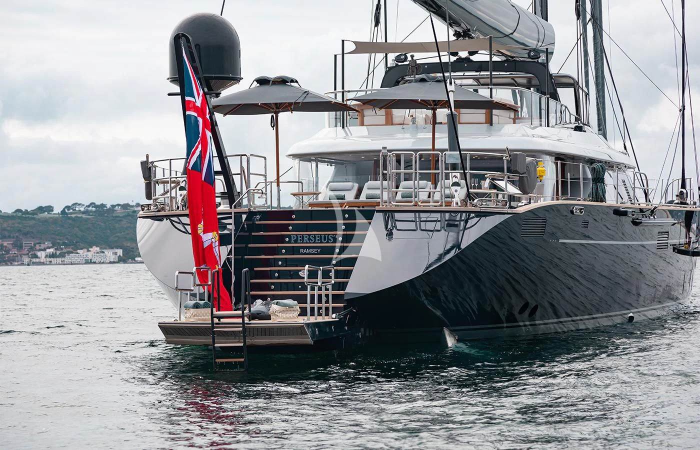 a large boat in the water aboard PERSEUS^3 Yacht for Sale