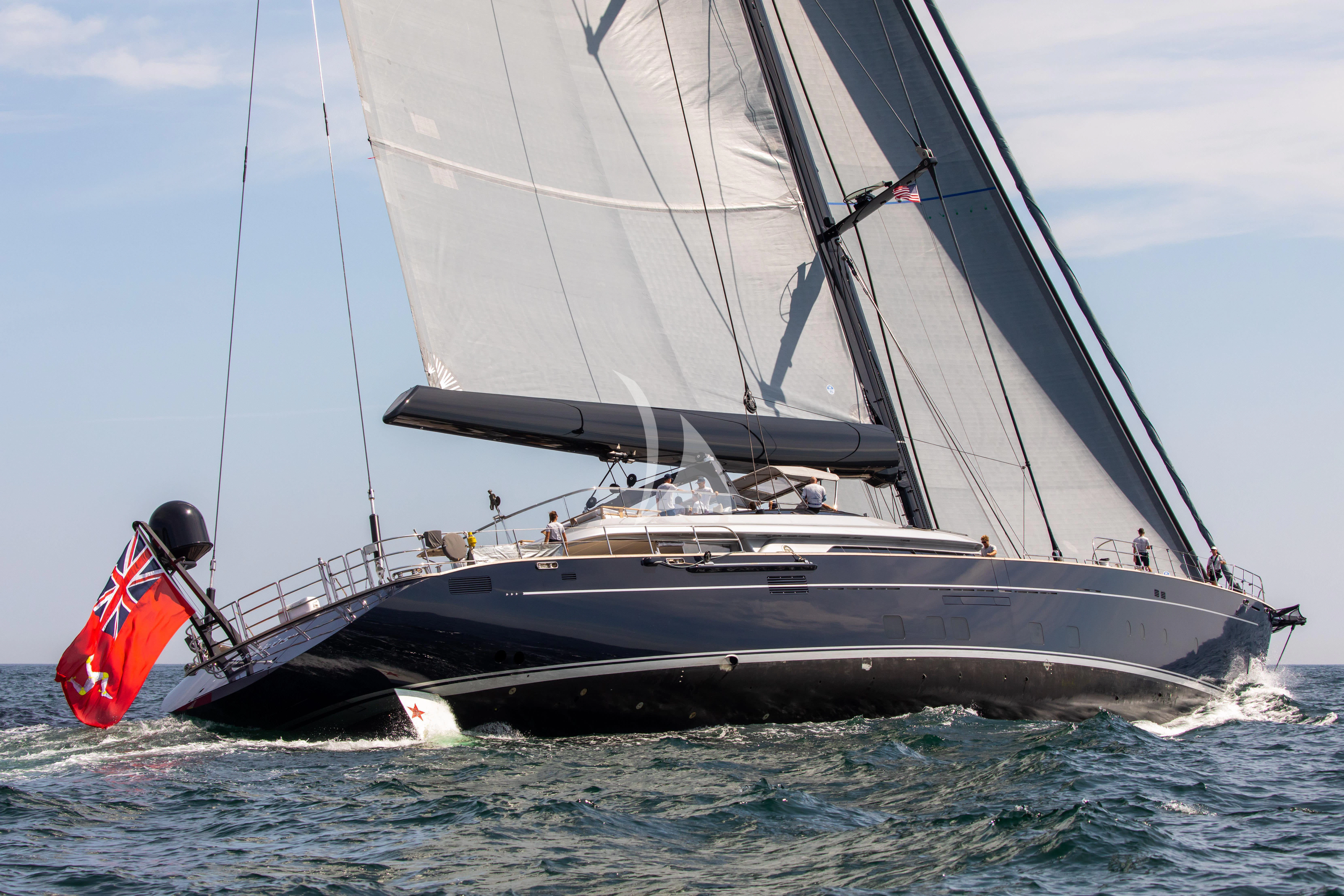 a boat sailing on the sea aboard PERSEUS^3 Yacht for Sale