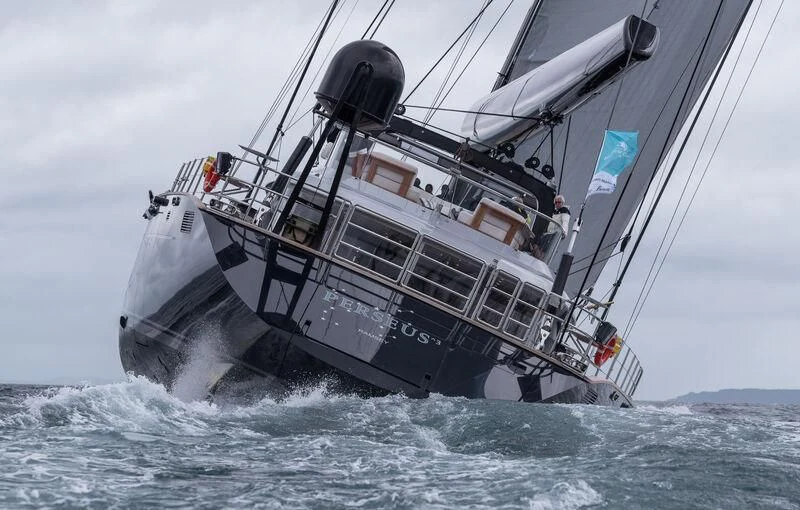 a large ship in the ocean aboard PERSEUS^3 Yacht for Sale