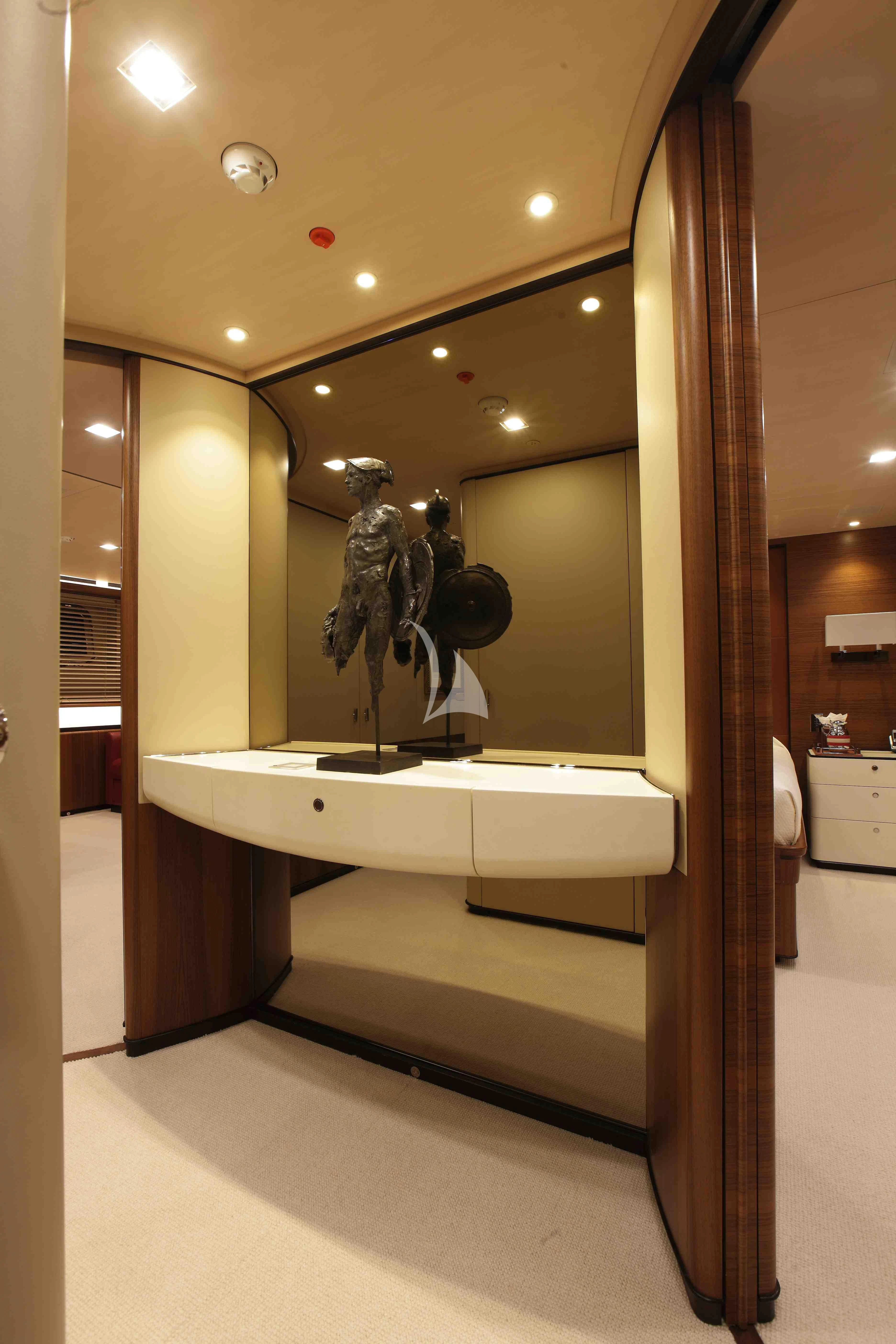 a statue in a room aboard PERSEUS^3 Yacht for Sale